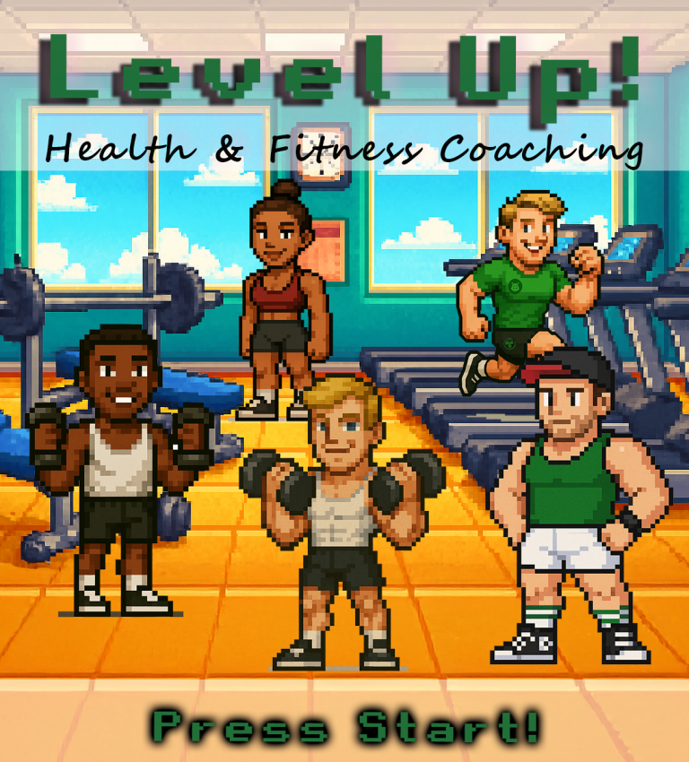 Press Start Graphic - Level Up sprites at the gym
