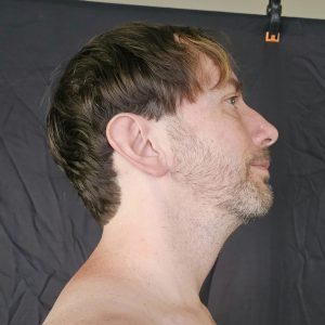 Close-up portrait of Joshua Marron’s face looking forward, for Project Legacy vegan fitness progress photos.